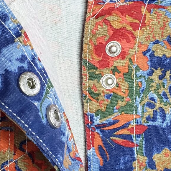 NWOT LAL Live a Little Lightweight Floral Jean Denim Jacket Snap Closure Size M - Picture 5 of 13